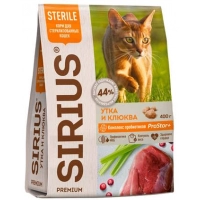 Sirius сухой корм для стерил. кошек Утка и клюква