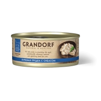 GRANDORF Консервы для кошек, куриная грудка с сибасом в бульоне , 70 г
