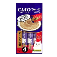 INABA CIAO крем-лакомство для кошек Churu пюре Тунец Магуро и устрица, 14 г х 4 шт