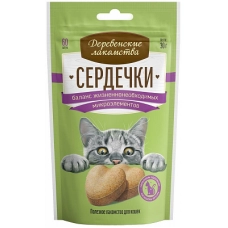 Деревенские лакомства. для кош. Сердечки баланс жизненнонеобходимых микроэл-в, 30г
