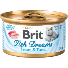 БРИТ консервы для кошек Fish Dreams Форель и тунец 80г