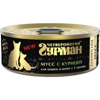 Четвероногий гурман Golden Line мусс сливочный для кошек и котят с курицей, 100 г