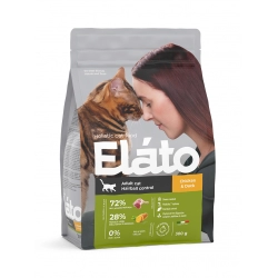 Elato Holistic корм для взрослых кошек с курицей и уткой, для выведения шерсти