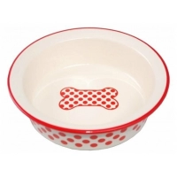 N1 Миска керамическая, рисунок "Красный горох, Косточка", 12,5*4 см, МКР452