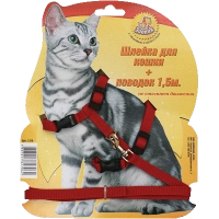 Шлейка стропа для кошек на блистере (+поводок 1,5 м) Зооник 1314-1