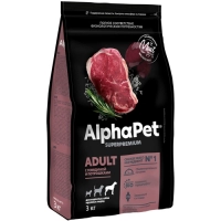 AlphaPet сухой корм для взр. собак кр. пород с Говядиной и потрошками