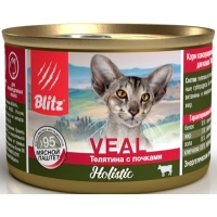 Blitz Holisticконсервы для кошек мясной паштет Телятина с почками, 200 г