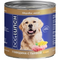 Dog Lunch консервы для собак Говядина с тыквой в соусе