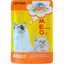 Ме-О Adult пауч для кошек №9 Тунец и Креветки в желе